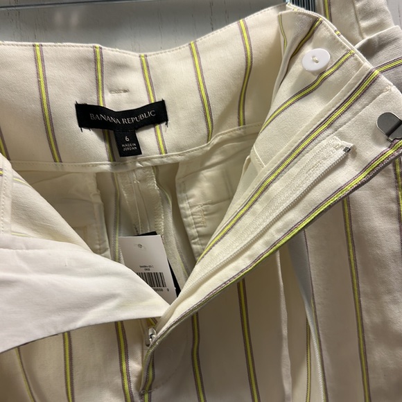 BANANA REPUBLIC NWT Paper-bag Linen Blend Shorts. Cream w/vertical stripes SZ 6 - Picture 4 of 6